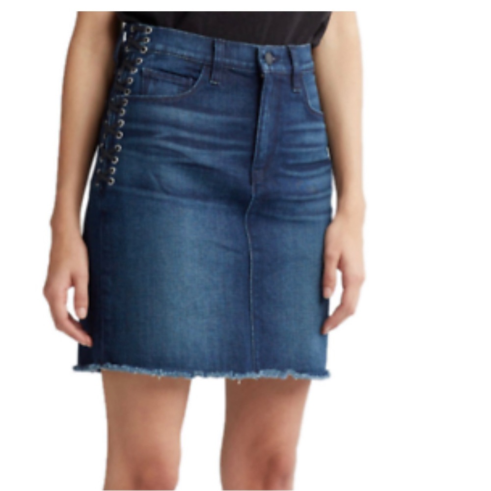 HUDSON Lulu Lace-Up Side Denim Skirt